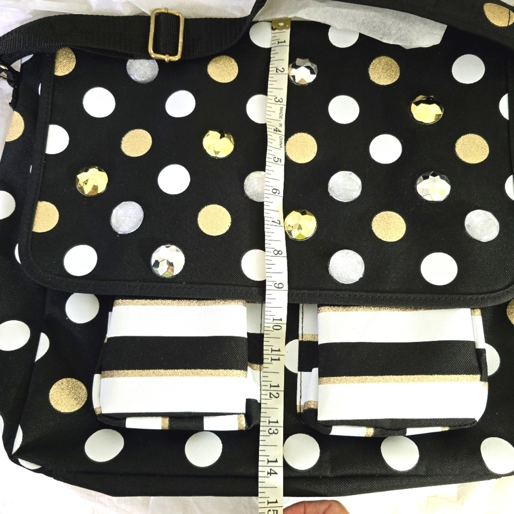 Bling Laptop messenger polka dots book shoulder crossbody bag - Picture 10 of 13